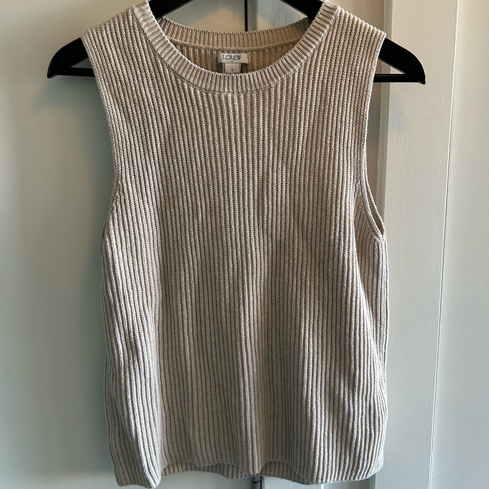 J.Crew sleeveless sweater knitted round neck. 100% cotton